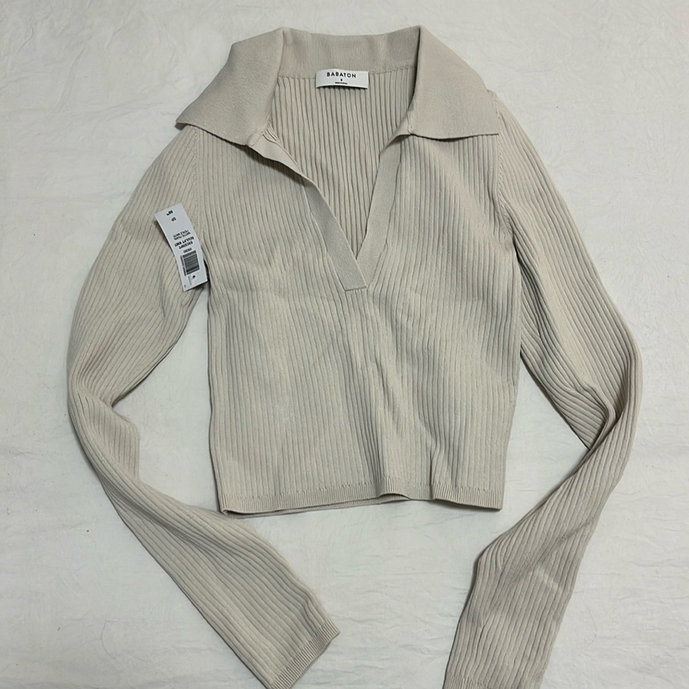Aritzia Babaton sculpt long sleeve crop top